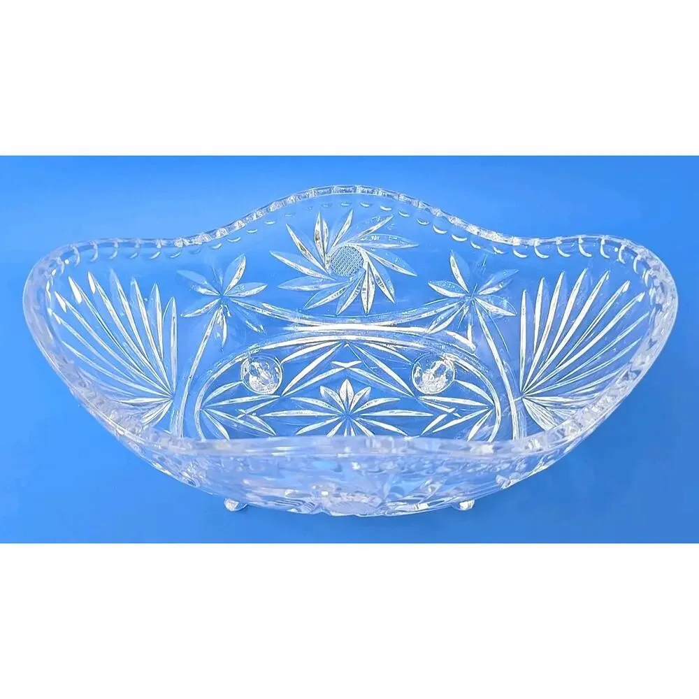 Vtg W. German Anna Hutte Bleikristall 24% Lead Crystal Hand Cut Footed Bowl U297